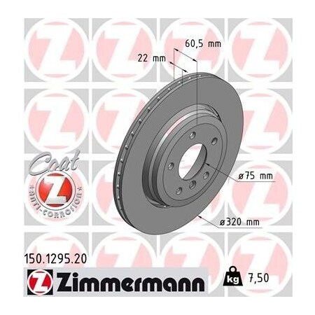 Zimmermann Brake Disc - Standard/Coated, 150129520 150129520